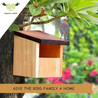 Robin House Half Cave Nid Box Enclos en bois Quadrate Bird avec motif solide Gap d'entrée Coupe-vent pour les éleveurs de demi-cavernes