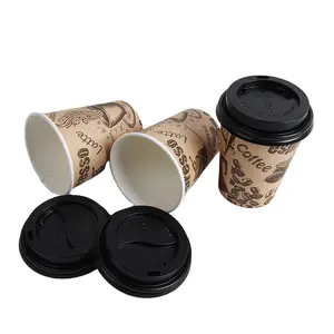 Großhandel Einweg-Kaffeetassen aus 8 Unzen/12 Unzen/16 Unzen Papier mit Deckel, Pappbecher für Kaffee
