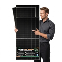 Panneau Solaire TOPCon 720W à Prix de Gros pour Ferme Flottante, Double Verre Monocristallin, Haute Résistance à l'Humidité, Certifié TUV CE, OEM ODM