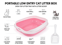 Bac à litière pour chat portable à ouverture supérieure, pour chatons, avec système de collecte des déchets, entrée basse, anti-éclaboussures, plateau en plastique avec pelle à litière, OEM