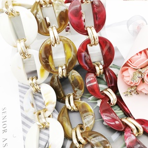 Gói Cá Tính Chuỗi Acrylic + Kim Loại Tortoise Shell Acrylic Nâu Chuỗi Với Hình Bầu Dục Liên Kết Chuỗi Túi Xách Phụ Kiện - Product Image 3