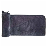 Serviette de lavage de voiture en microfibre multi-usages super absorbante 600 g/m² à boucles torsadées sur un côté, bord noir, étiquette lavée
