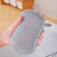 FF5214 Chiffon de nettoyage ménager multi-usages, éponge à vaisselle en fil d'acier non rayant, éponge en microfibre double face, éponge en laine d'acier pour la cuisine