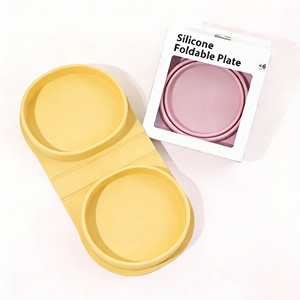 Nouveau produit 2026 : Assiette bébé pliable en silicone sans BPA, réutilisable, portable, compatible micro-ondes, design livre - Product Image 2