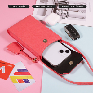 Custom Logo Universal PU Leather Crossbody <strong>Phone</strong> <strong>Bag</strong> Wallet Card <strong>Bag</strong> Shoulder <strong>Cell</strong> <strong>Phone</strong> Purse Case with Adjustable Strap - Product Image 4