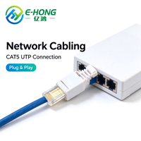 E-Hong RJ45 8P8C CAT5 UTP Modular Plug Strain Relief Boot Konektor PC/PVC Putih Transparan Perunggu Fosfor Berlapis Emas 100Mbps