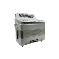 Accordéon diatonique JB3412D OEM 34 boutons 12 basses 5 registres Corps blanc mat Grille argentée Boutons argentés