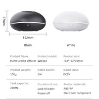 Diffuseur Humidificateur à Brume Froide Effet Flamme 200ml USB 3-en-1, Simule un Feu 3D Coloré, Diffuseur d'Arômes en Gros