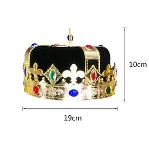 Baroque plastique hommes or cheveux diadèmes plein rond <span class=keywords><strong>roi</strong></span> couronne anniversaire décoratif fête couronnes - Product Image 6