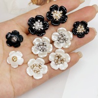 Kancing Kombinasi Premium Baru Motif Bunga Berhias Rhinestone dan Mutiara Imitasi untuk Mantel Tweed, Sweater, dan Cheongsam