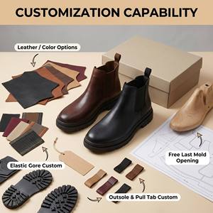 Stivali Chelsea con Piattaforma in Vera Pelle Personalizzati per Uomo OEM ODM Alta Qualità Supporto Arco Plantare <span class=keywords><strong>Stivaletti</strong></span> Larghi E-EEEE Servizio Personalizzato - Product Image 2