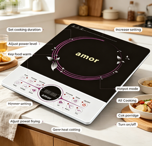 Placa de Inducción Portátil Ultrafina con Múltiples Modos de Cocción, Compacta y Energéticamente Eficiente para Cocinas Pequeñas - Product Image 2