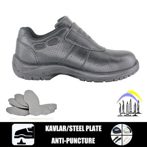 Chaussures de sécurité <span class=keywords><strong>SAIAN</strong></span>&OEM certifiées CE, antistatiques, noires, à tige haute, en cuir de vachette double couche, avec embout en acier, semelle intermédiaire en acier et semelle extérieure en caoutchouc - Product Image 4