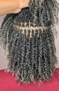 <span class=keywords><strong>Cheveux</strong></span> humains en vrac Afro Kinky Curly 4C gris argenté, <span class=keywords><strong>longs</strong></span>, effet sel et poivre, pour tresses au crochet et coiffures torsadées ou dreadlocks - Product Image 3
