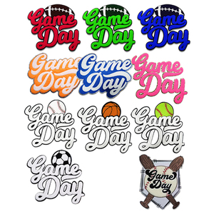 New Style Game Day Self Adhesive Patch Chenille Twill Iron-On Custom Logo Patches for Clothes With Glitter - Product Image 6