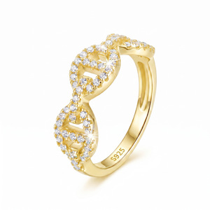 Infinity Moissanite <b>Ring</b> 22K <b>Gold</b> Plated S925 Silver Pave Setting Luxury Unisex <b>Cocktail</b> <b>Ring</b> Everyday Wear - Product Image 1
