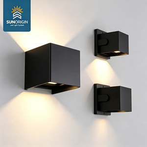 โคมไฟติดผนัง LED ทรงลูกบาศก์ สีดำทอง อลูมิเนียม กันน้ำ สไตล์โมเดิร์นมินิมอล สำหรับห้องนอน ทางเดิน สวนภายนอก - Product Image 5