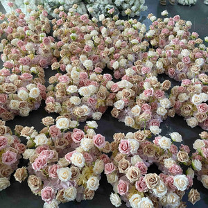 EG-WR-PK01 Nuova <span class=keywords><strong>Serie</strong></span> Romantica Bianco Rosa Ghirlanda di Fiori Artificiali con Supporto, Corona Decorativa per Centrotavola Matrimoniale - Product Image 2
