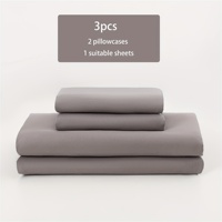 Ensemble de draps ajustés bleus unis 3 pièces, drap de lit doux et respirant avec 2 taies d'oreiller, drap ajusté à poches profondes pour la maison et l'hôtel