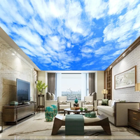 Mural Dinding Langit Biru 3D Awan Putih Modern Tahan Air Dapat Disesuaikan dengan Cetakan Transfer Panas untuk Ruang Tamu Kamar Tidur Hotel