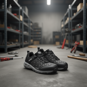 Scarpe Antinfortunistiche da Uomo Vevor con Punta in Acciaio, Vestibilità Larga, Sneakers da Lavoro Nere, Taglia 8.5, Tomaia in Rete, Suola in Gomma - Product Image 2