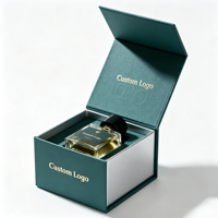 Boîte magnétique personnalisée OEM avec logo en relief doré, emballage cadeau de luxe pour flacon de parfum carré en verre, boîte en papier rigide