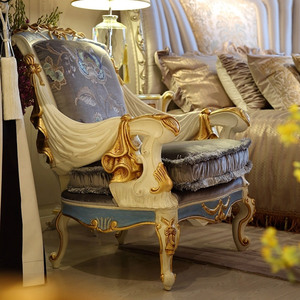 Sculpture à la main en bois de luxe de meubles de salon chaise longue fauteuil - Product Image 3