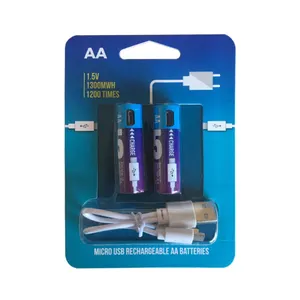 Smartoools-Cellule AAA en nickel-zinc, 1,5 V, 2000mWh, 1300mWh, piles rechargeables AA Micro Type-C USB, 2 batteries 4