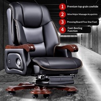 Fauteuil de bureau exécutif en cuir avec massage, ergonomique, dossier haut, inclinable et pivotant pour bureau à domicile, vente en gros