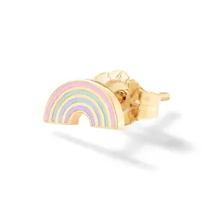 Wholesale Fine Jewelry Cute Multicolor Enamel Rainbow Stud Earrings