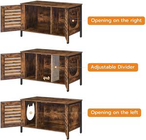 Mueble para Gatos Grande de Madera y Metal, Baño para Gatos con 2 Puertas, Casa para Perros y Gatos de Estilo Industrial con Estructura de Hierro - Product Image 5