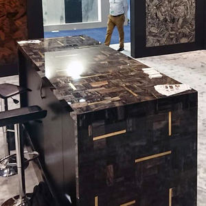 Custom naturale nero fossile di legno pietrificato scrivania della Reception per l'ufficio dell'hotel - Product Image 4