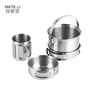 Ensemble de casseroles en acier inoxydable de qualité alimentaire 304 pour la cuisine en plein air, l'escalade et le <span class=keywords><strong>camping</strong></span>, comprenant une poêle antiadhésive, une casserole, un bol et une tasse - Product Image 5