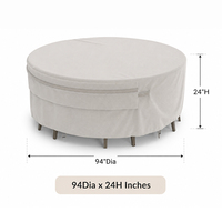 Housse de table ronde imperméable HOMFUL pour patio, en PVC 600D enduit, résistante, pour extérieur