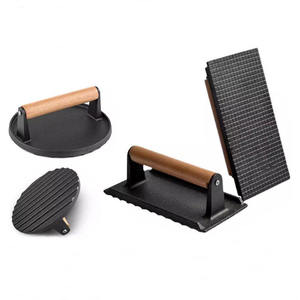 ARMADA Kit de Prensas para Smash <span class=keywords><strong>Burger</strong></span> Rectangulares Negras - 4 en 1, Molde para Hamburguesas Rellenas, Prensas de Hierro Fundido con Mango de Madera, Apto para Lavavajillas - Product Image 6