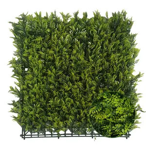 Wholesale decorative vertical garden fence mimosa leaf simulation lawn green wall fake artificial plant