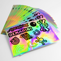 Autocollants personnalisés en vinyle PVC auto-adhésifs Kawaii, découpe Kiss Cut, impression de logo, film holographique laser, feuille d'autocollants à paillettes