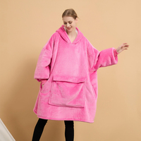 Couverture à capuche ultra-couvrante et super chaude en polyester rose vif, personnalisable, pour femme
