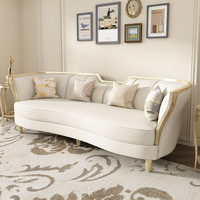 Ensemble de canapés Chesterfield modernes en cuir avec coussins rembourrés en éponge, design incurvé pour salon, villa, hôtel