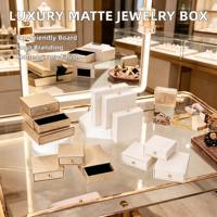 Kotak Hadiah Kustom Mewah, Folder Matte, Kotak Perhiasan dengan Logo, Penutup Emas, Lapisan Spons, Kotak Kertas Biodegradable untuk Kalung, Anting, Cincin