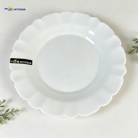 Vaisselle en verre opale classique, durable, réutilisable et éco-responsable, avec bord coupé, résistante à la chaleur, assiettes et bols à soupe portables, vente en gros