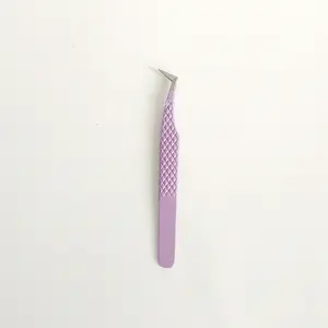 purple color tweezer with fiber tip that eyelash extension accessories made in china and most popular products very cute