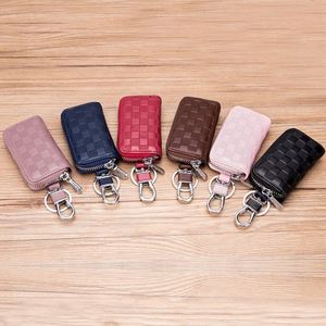 BOSHIHO กระเป๋าใส่กุญแจรถลายรูปสี่เหลี่ยมขนมเปียกปูนสำหรับผู้ชายและผู้หญิง ซิปหนัง กระเป๋าใส่กุญแจรถ - Product Image 6