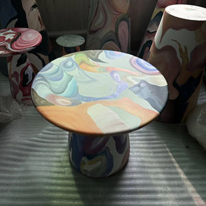 Innovadores muebles de sala de estar pintados a mano, mesa de centro personalizada para artistas, mesa de comedor, teñida brillantemente, adornada - Product Image 1