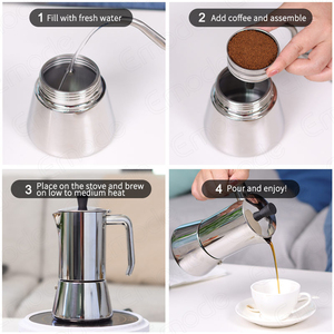 Emode hàng ngày thiết kế mới 4 ly 6 ly Báo Chí pháp Moka maker Espresso Thép không gỉ nồi cà phê - Product Image 5