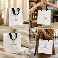 Sac cadeau élégant pour vêtements de créateurs, biodégradable, respectueux de l'environnement, en papier kraft, impression à l'écran, estampage à chaud doré, impression UV