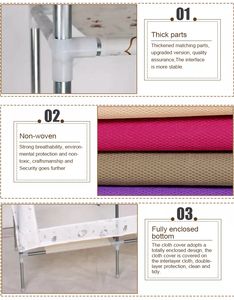 Armoire de chambre à coucher d'angle portable et pliable en tissu non tissé prix de meubles de maison vente en gros bon marché - Product Image 4