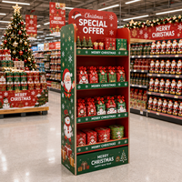 Support d'affichage au sol en carton personnalisé pour Noël, présentoir de vente au détail en papier écologique pour la promotion de produits en supermarché