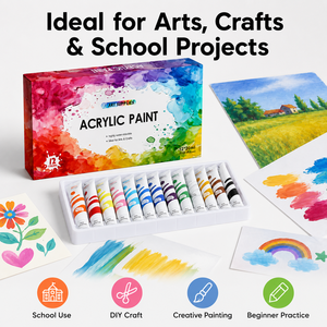 Lot de 12 couleurs de <span class=keywords><strong>peinture</strong></span> acrylique 20 ml en tube aluminium, non toxique, couleurs vives pour enfants, étudiants, artistes, projets artistiques DIY - Product Image 5