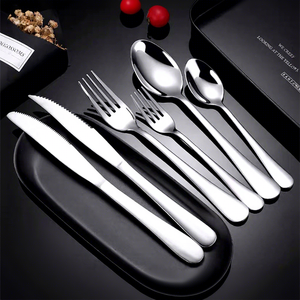 Juego de Cubiertos de <span class=keywords><strong>Acero</strong></span> Inoxidable con Acabado Espejo y Mango Plateado de Estilo Nórdico Moderno de Lujo TECANXIN para Uso en Hoteles/Restaurantes - Product Image 1